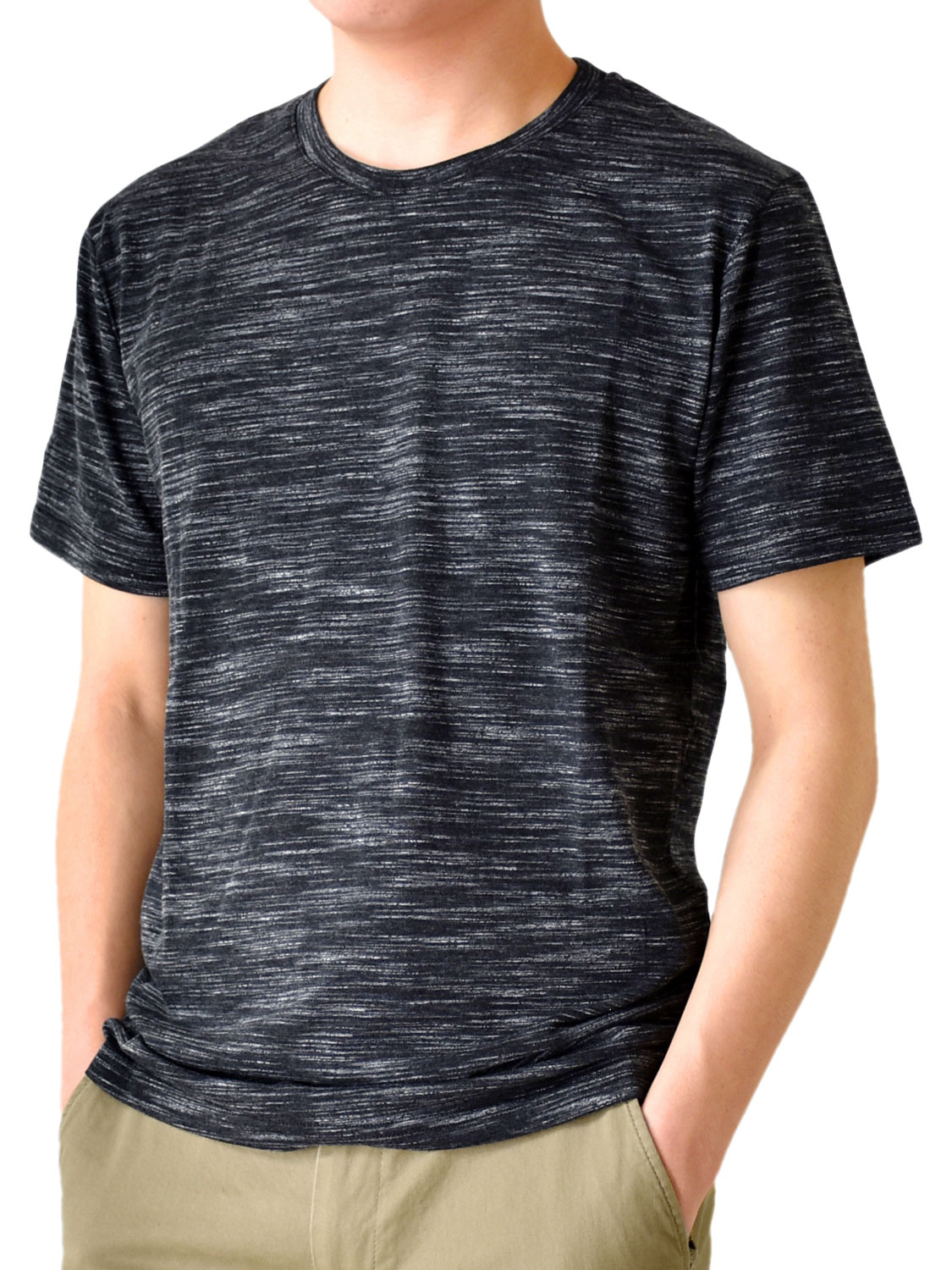 Tシャツ メンズ ストレッチ 杢カラー クルーネック Vネック 半袖 送料無料 通販M《M1.5》｜aronacasual｜03