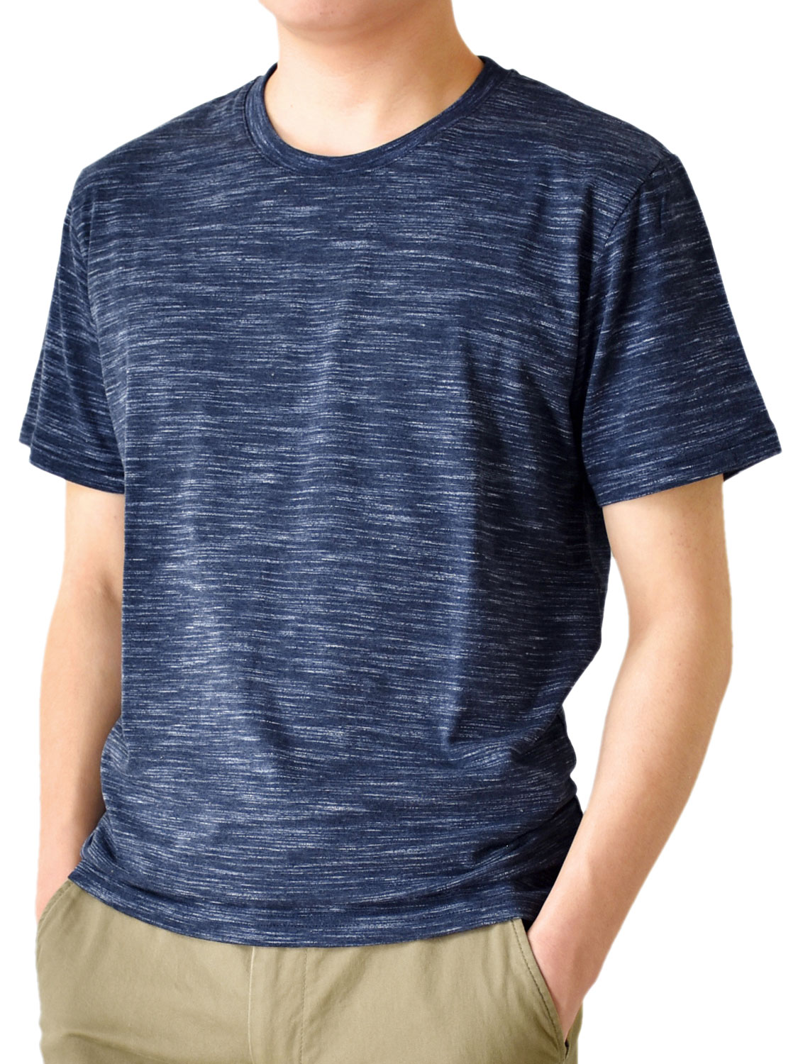 Tシャツ メンズ ストレッチ 杢カラー クルーネック Vネック 半袖 送料無料 通販M《M1.5》｜aronacasual｜02