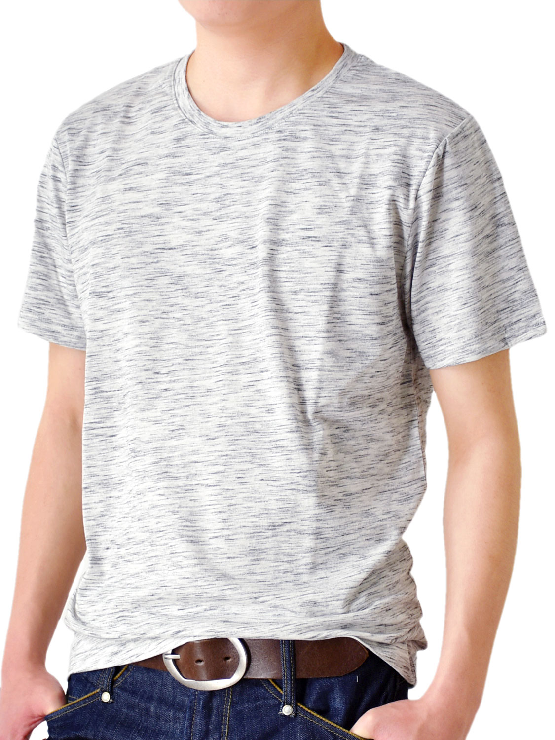 Tシャツ メンズ ストレッチ 杢カラー クルーネック Vネック 半袖 送料無料 通販M《M1.5》