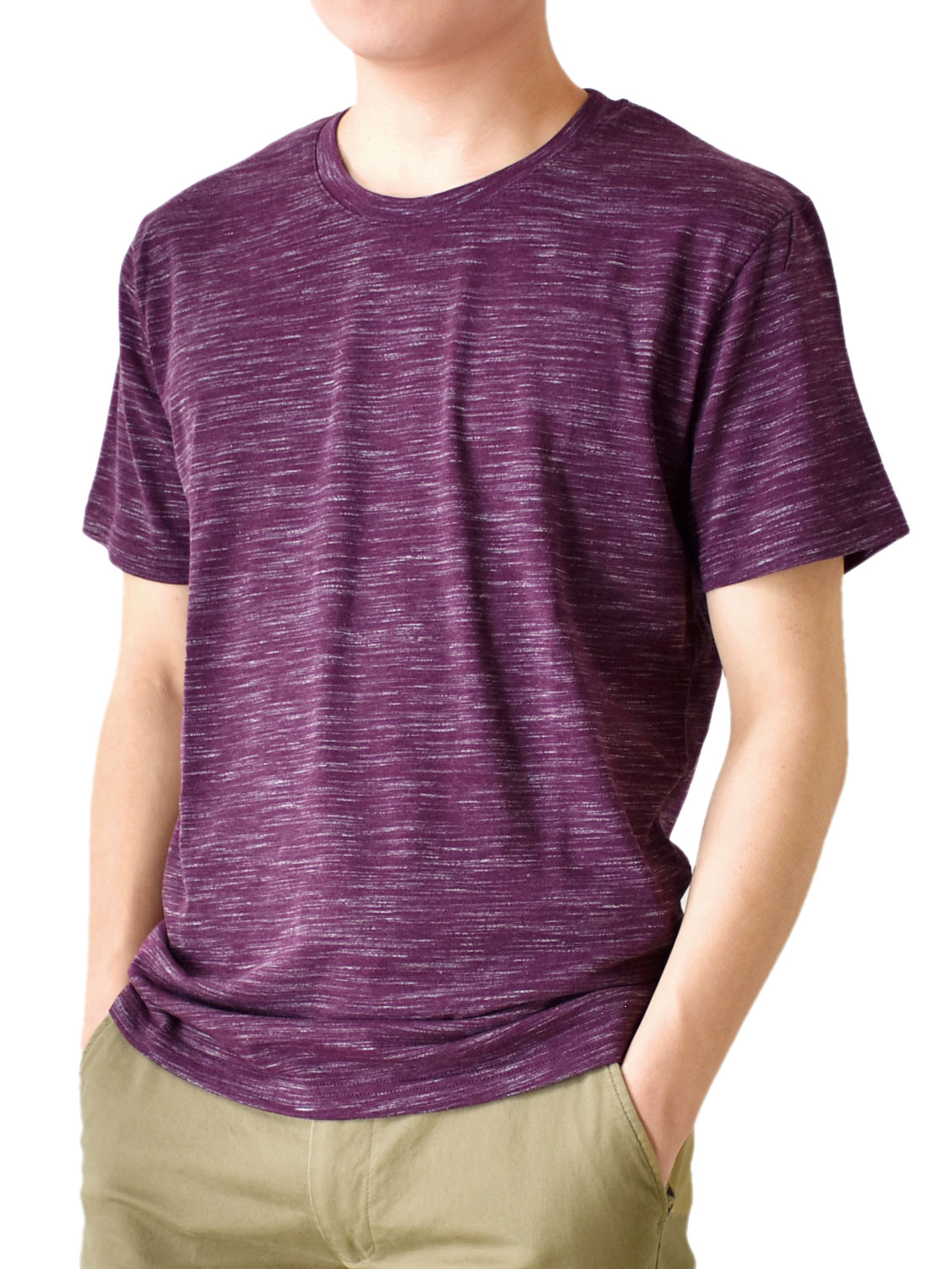 Tシャツ メンズ ストレッチ 杢カラー クルーネック Vネック 半袖 送料無料 通販M《M1.5》｜aronacasual｜05