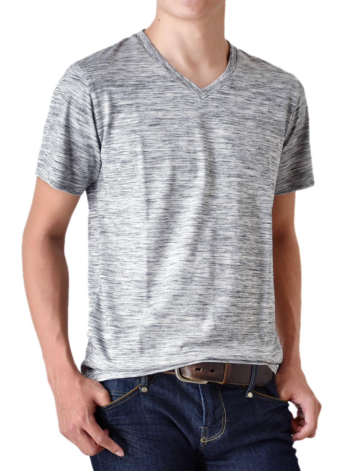 Tシャツ メンズ ストレッチ 杢カラー クルーネック Vネック 半袖 送料無料 通販M《M1.5》｜aronacasual｜10
