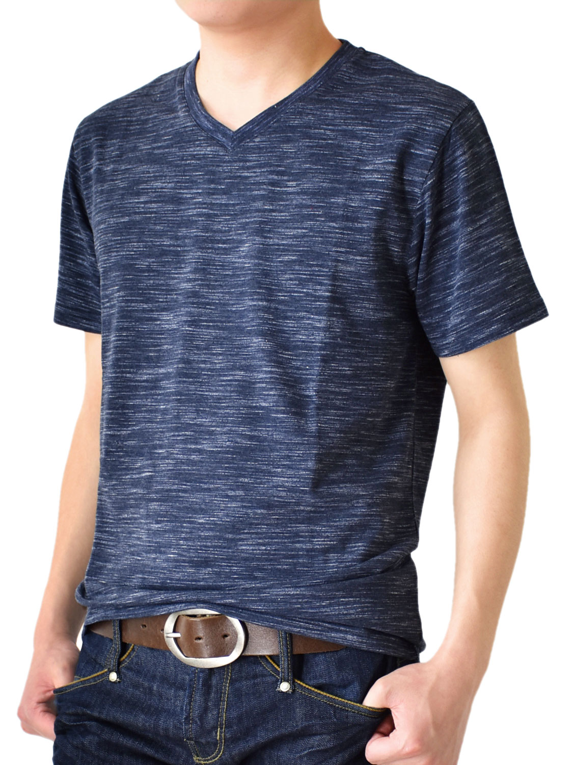 Tシャツ メンズ ストレッチ 杢カラー クルーネック Vネック 半袖 送料無料 通販M《M1.5》｜aronacasual｜06