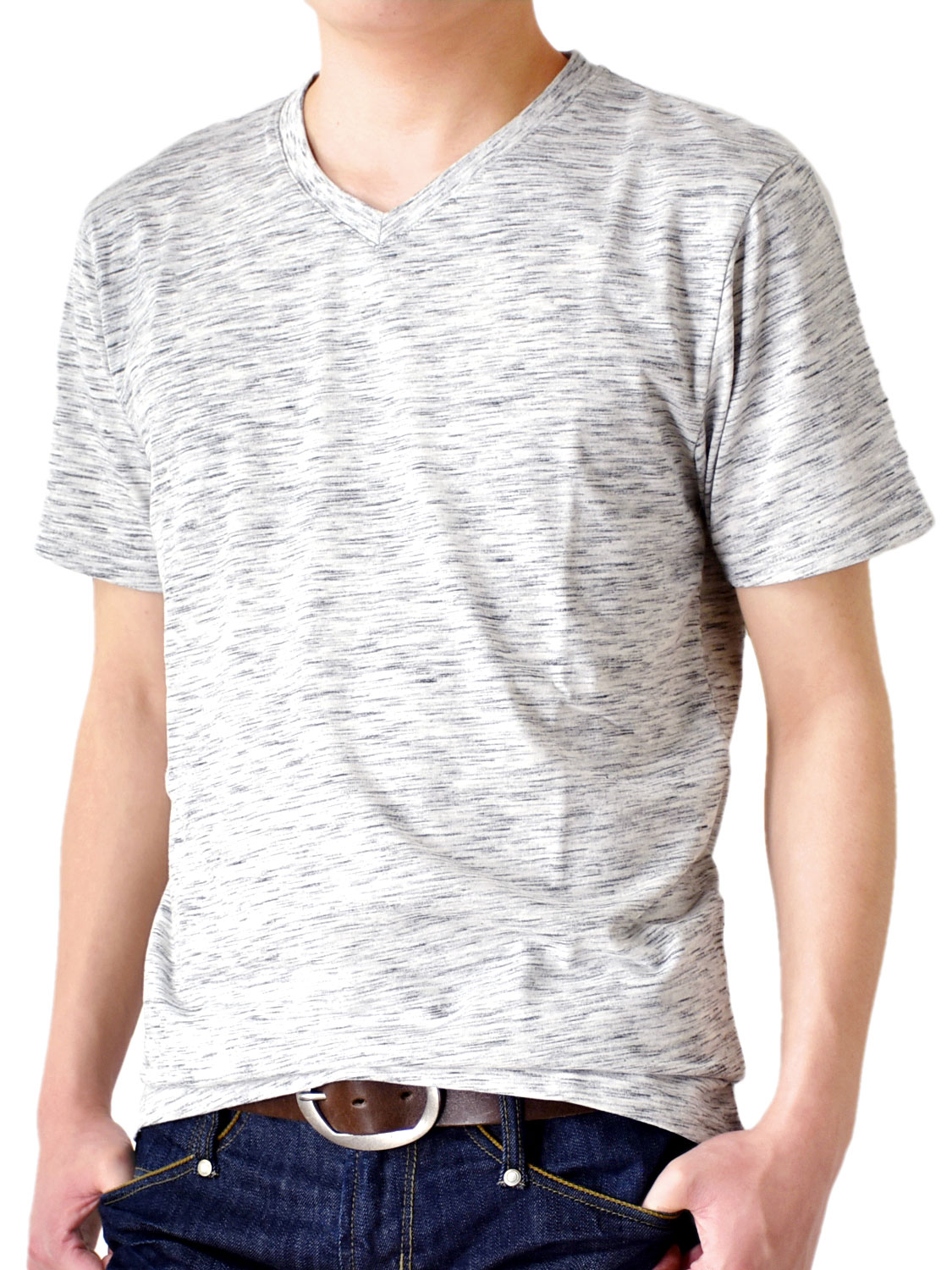 Tシャツ メンズ ストレッチ 杢カラー クルーネック Vネック 半袖 送料無料 通販M《M1.5》｜aronacasual｜08