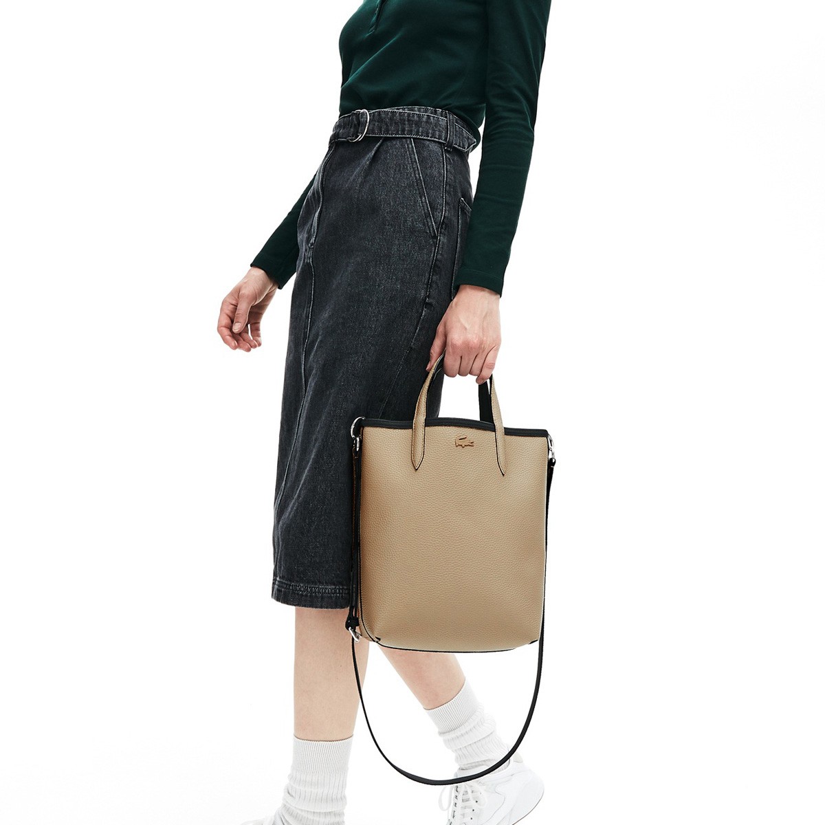 LACOSTE ラコステ ポーチ付き リバーシブル 縦型トートバッグ