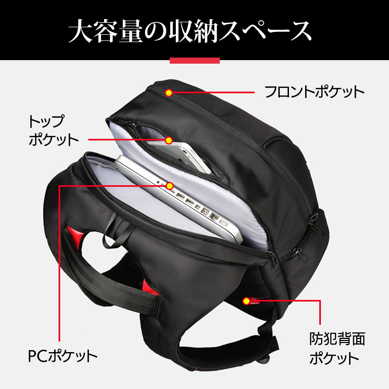 ビジネスリュック 40L 大容量 メンズ 軽量 通勤 通学 出張 仕事 防水