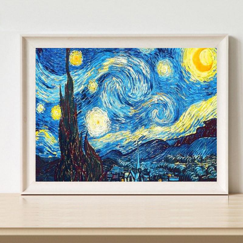 5D ダイヤモンドアート セット 絵画 星月夜 ゴッホ ビーズ絵画 初心者 簡単 DIY 壁飾り キット ツール 手作り 図案 ビーズアートキット  送料無料