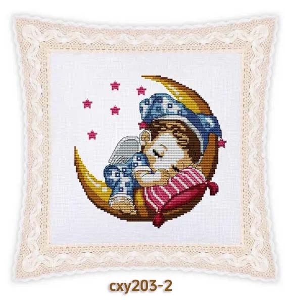 刺繍絵 36cm×66cm クロスステッチキット 図案 刺繍キット 抱き枕カバー 月 星