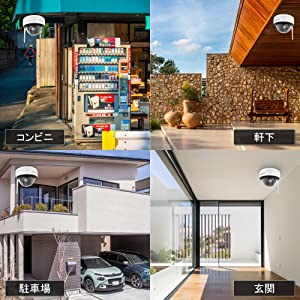 ドーム型防犯カメラ 2台セット 500万画素 モニター付き 防犯カメラ