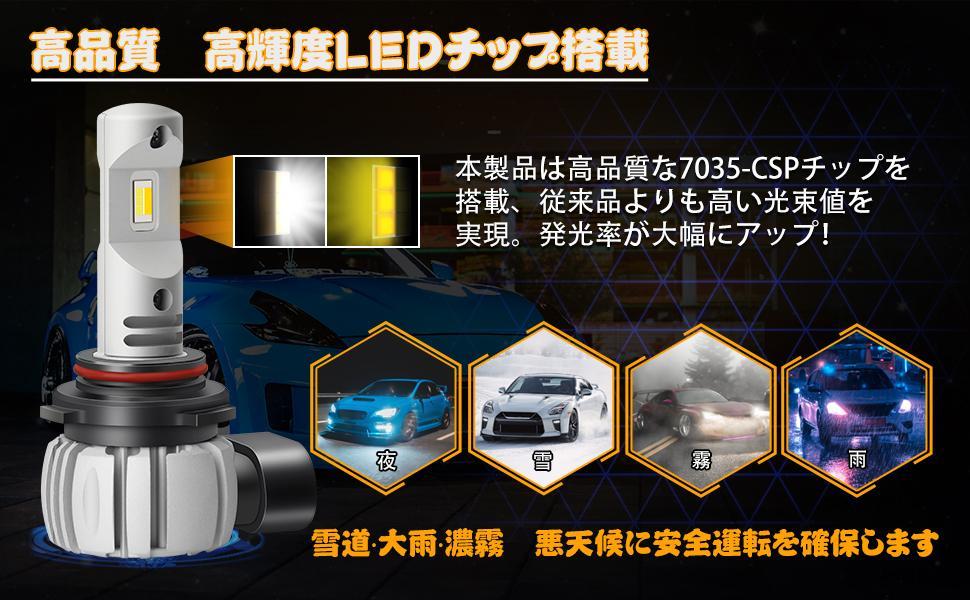 フォグランプ led HB4 9006 車検対応 2色切り替え 爆光 LEDバルブ イエロー 3000K ホワイト 6000K 超高輝度 18W  6000lm 一体型 DC12V車用 2個セット :opl218:清本良品 - 通販 - Yahoo!ショッピング