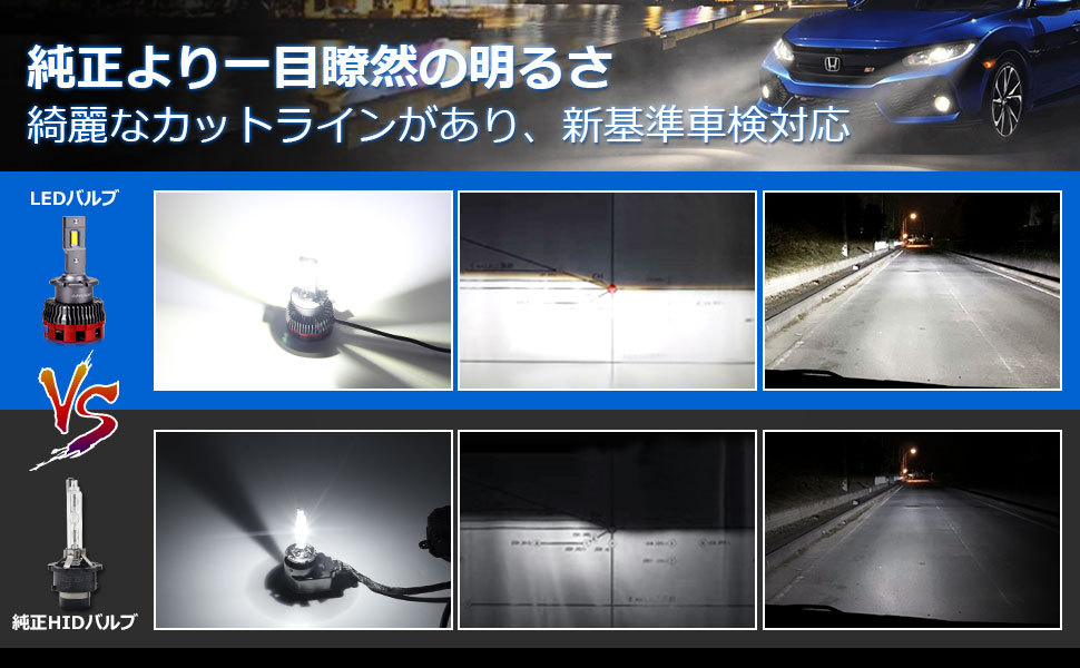 D4S LEDヘッドライト LEDバルブ 純正D4S ホワイト 6000K 11600LM
