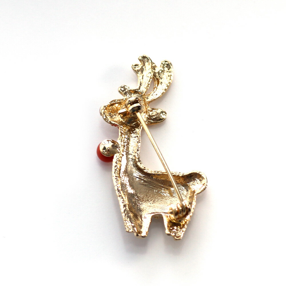 トナカイ・ブローチ】 ≪送料無料&1年保証付き≫地中海産赤珊瑚