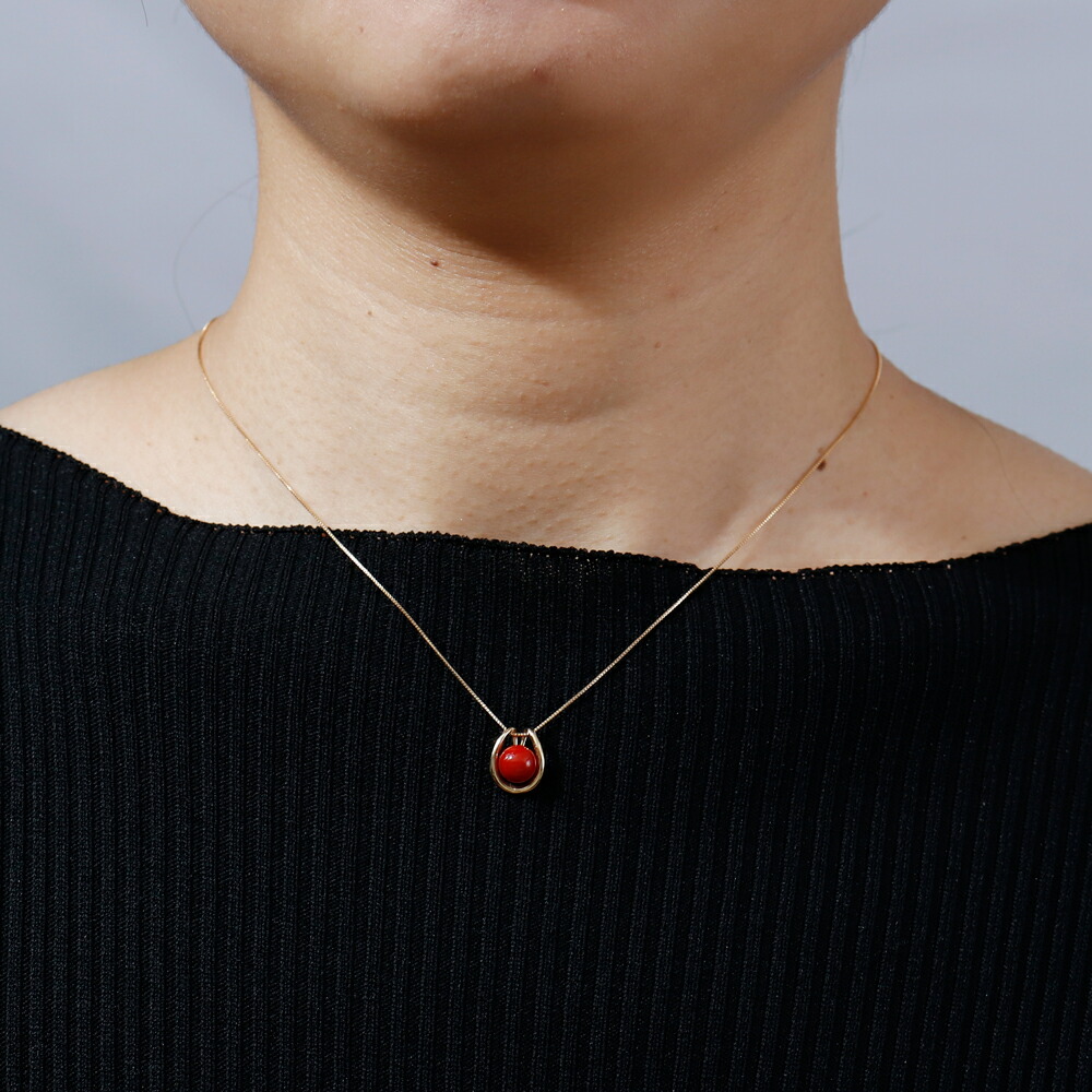 ≪送料無料&1年保証付き≫ 日本産血赤珊瑚のシンプル 差し色K18