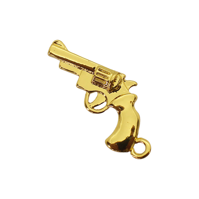 チャーム ペンダント キーホルダー ピストル 拳銃 鉄砲 立体 2個 30mm