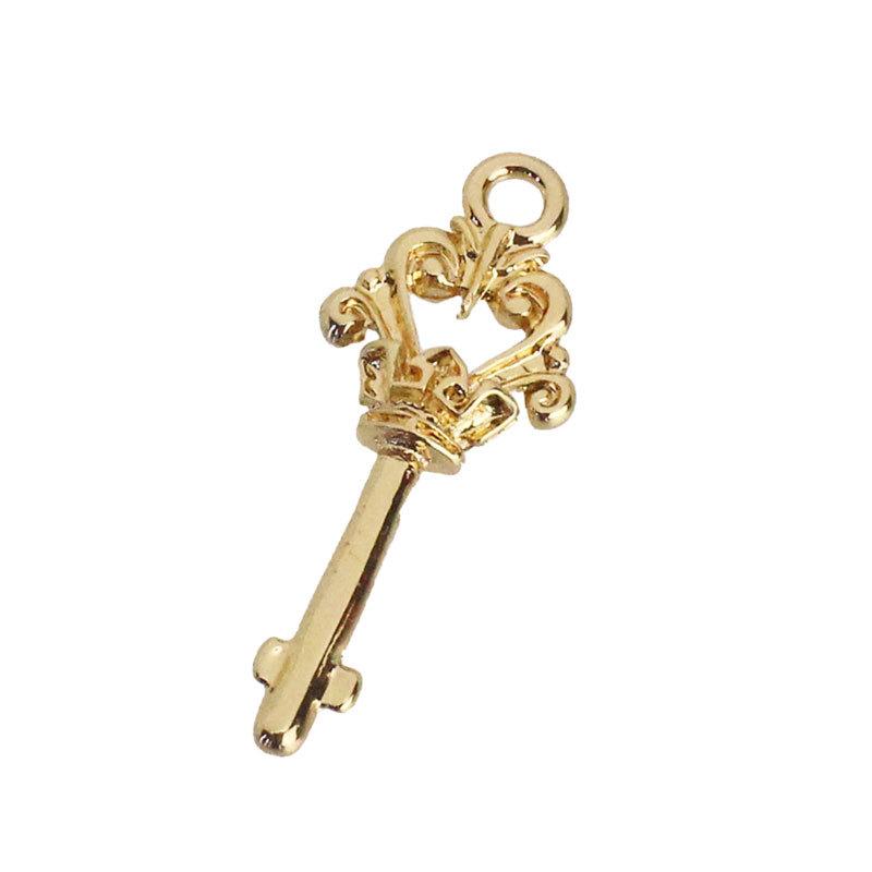 チャーム 王冠 クラウン 鍵 キー 2個 35mm×14mm アクセサリー パーツ