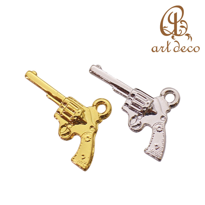 チャーム キーホルダー ペンダント ピストル 拳銃 2個 10mm×20mm