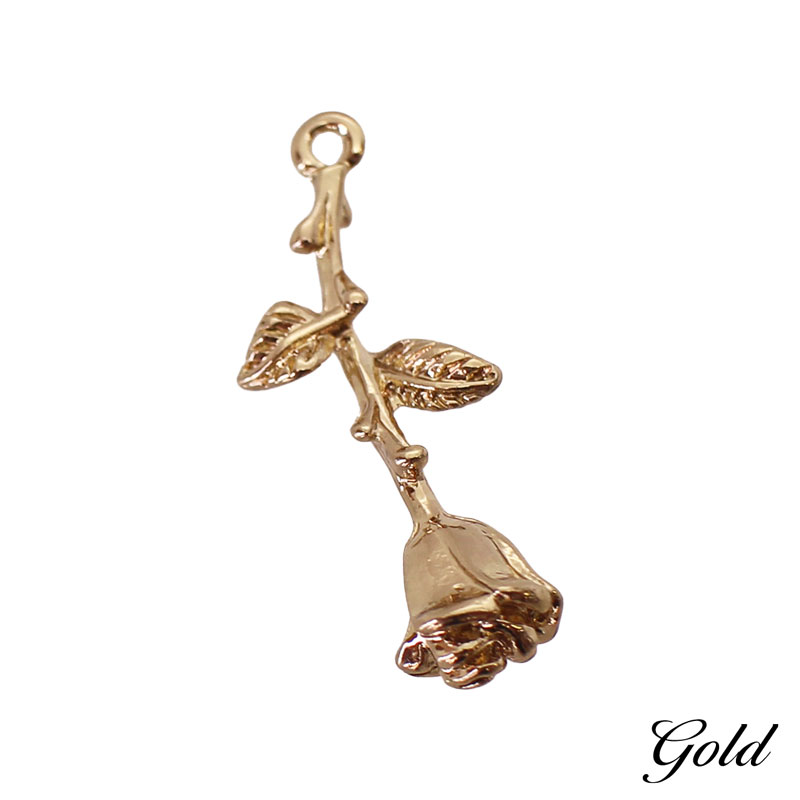 チャーム キーホルダー ペンダント 花 バラ 薔薇 立体 10個 32mm×12mm
