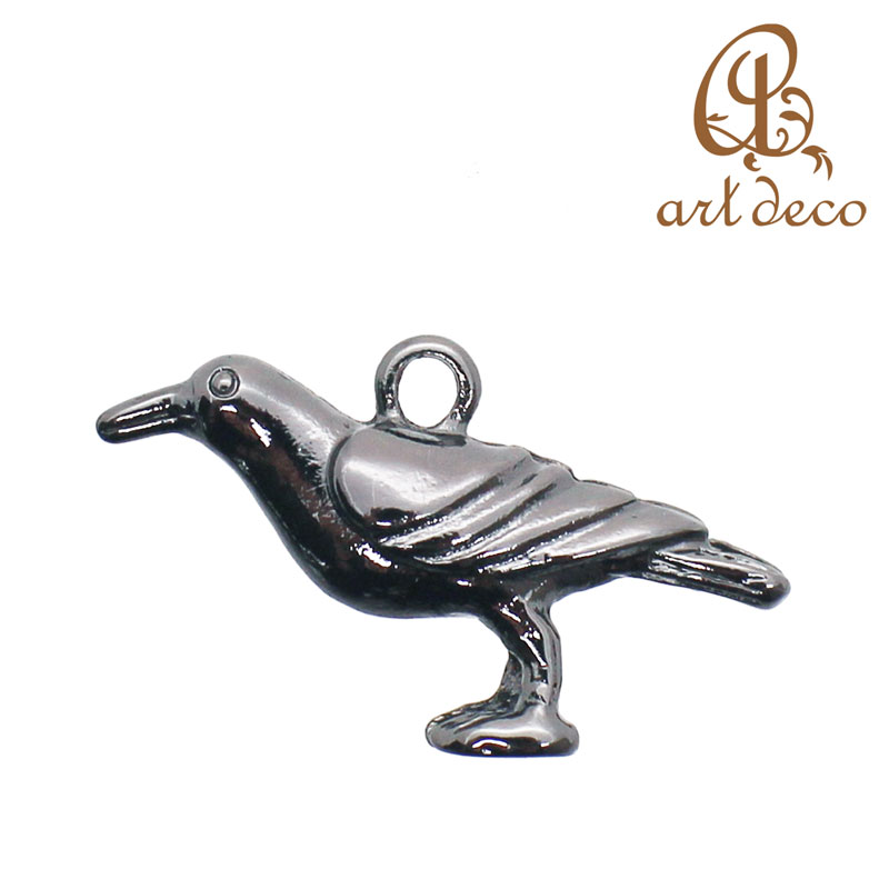 チャーム 鳥 カラス 動物 キーホルダー ペンダントトップ 10個