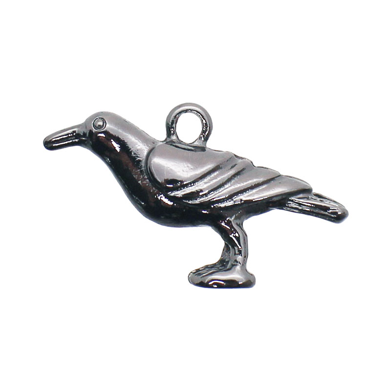 チャーム 鳥 カラス 動物 キーホルダー ペンダントトップ 10個