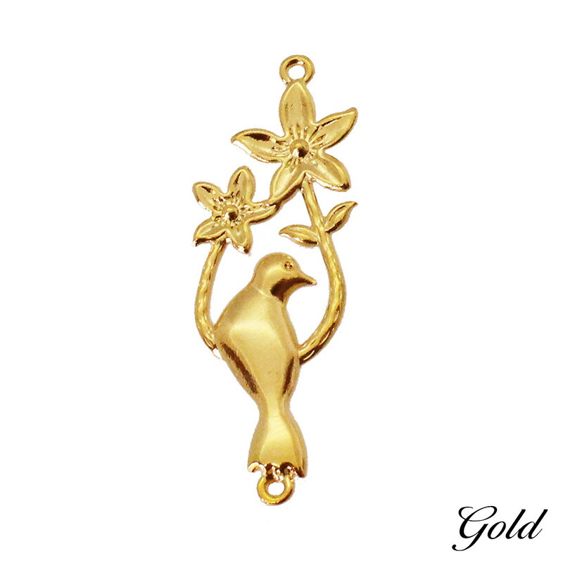 コネクトパーツ 小鳥 木 花 デザイン 2個 18mm×6mm アクセサリー パーツ ハンドメイド 材料 金具 装飾 |  | 03
