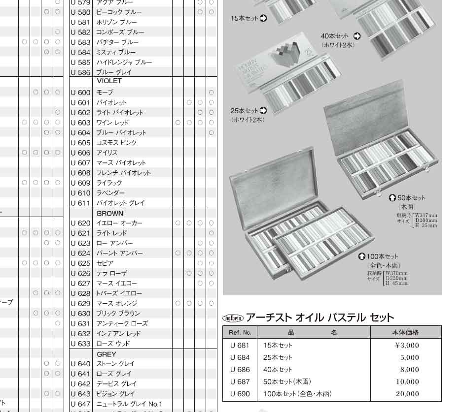 ホルベイン アーチストオイルパステル １００色セット（木製ケース入