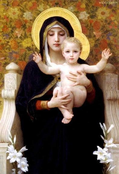 複製画 送料無料 絵画 油彩画 油絵 模写ブグロー「百合の聖母マリア 