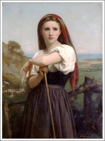 複製画 送料無料 絵画 油彩画 油絵 模写ブグロー「羊飼いの少女」F6
