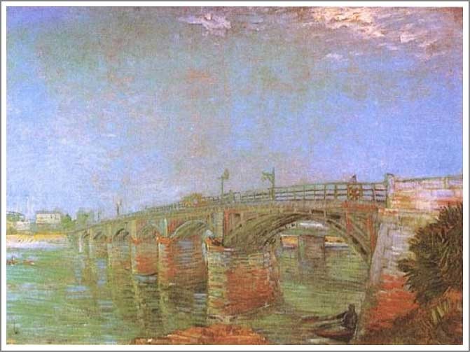 運河の橋　 油絵　F8(455×380mm) 送料無料】絵画：フィンセント・ファン・ゴッホ「アニエールのセーヌ川