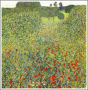 複製画 送料無料 絵画 油彩画 油絵 模写グスタフ・クリムト「Poppy Field(けしの野）」F10(53.0×45.5cm)プレゼント 贈り物  名画 オーダーメイド 額付き 直筆