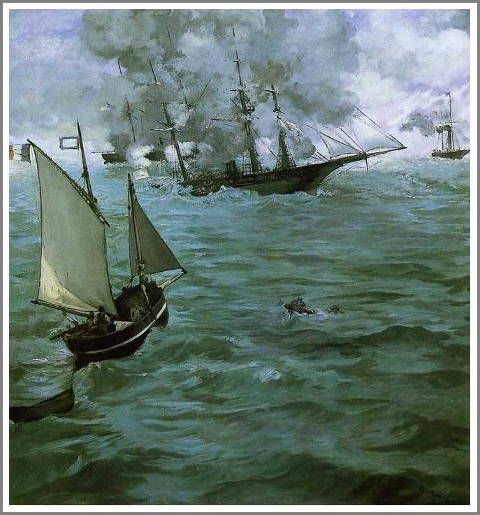 送料無料】絵画：エドゥアール・マネ「キアサージ号とアラバマ号の海戦