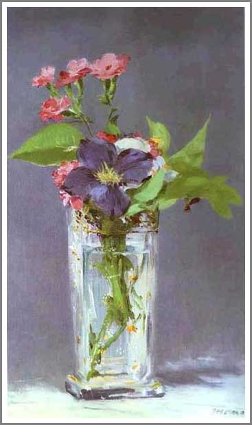 送料無料】絵画：エドゥアール・マネ「水晶の花瓶に活けたクレマチス