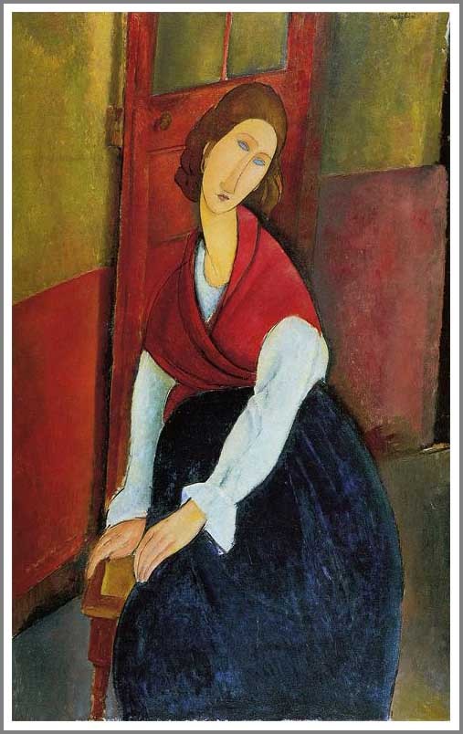 送料無料】絵画：アメデオ・モディリアーニ「扉を背にしたジャンヌ