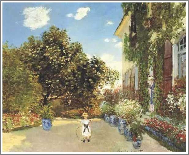 クロード・モネ　モネ　絵画　アルジャントゥイユの散歩道　複製画　額付き クロード・モネ 「アルジャントゥイユの散歩道」の画像 - ジーソザイ
