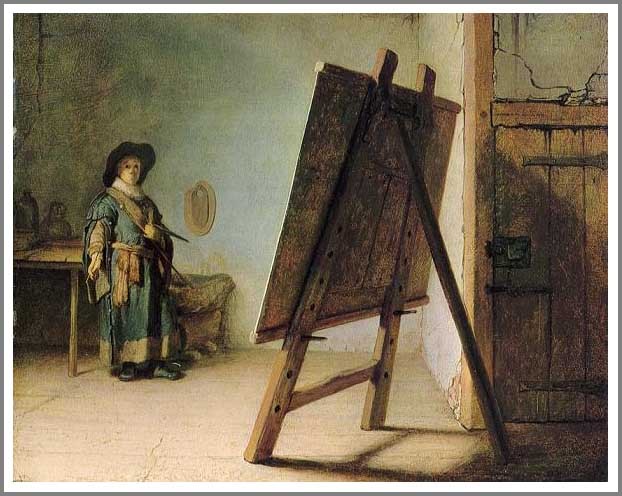複製画 送料無料 絵画 油彩画 油絵 模写レンブラント「アトリエの画家」F10(53.0×45.5cm)プレゼント 贈り物 名画 オーダーメイド  額付き 直筆