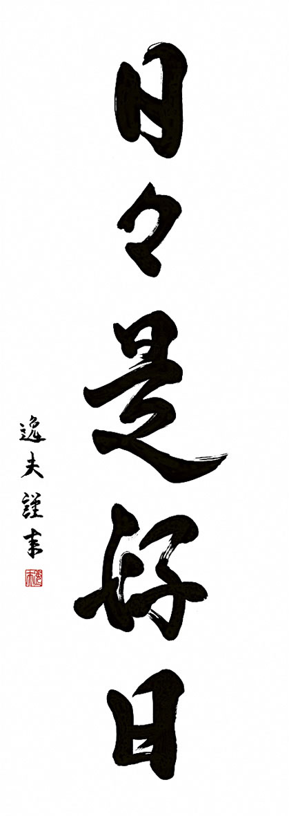 掛け軸 掛軸 墨蹟 日々是好日 にちにちこれこうじつ ） 中田逸男 書