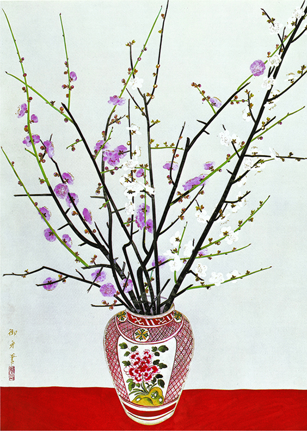 速水御舟　「瓶花図」　木版画　作品証明シール有り オンライン正規店 速水御舟 「瓶花図」 木版画 作品証明シール有り
