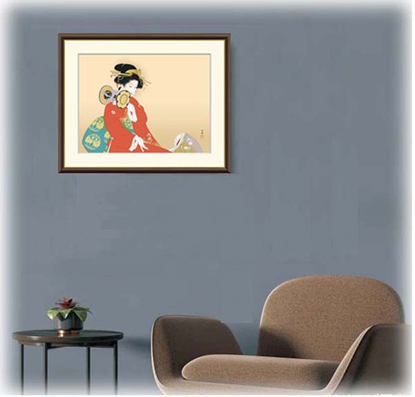 絵画 上村松園 （うえむらしょうえん）・ 鼓の音（つづみのね） 日本画