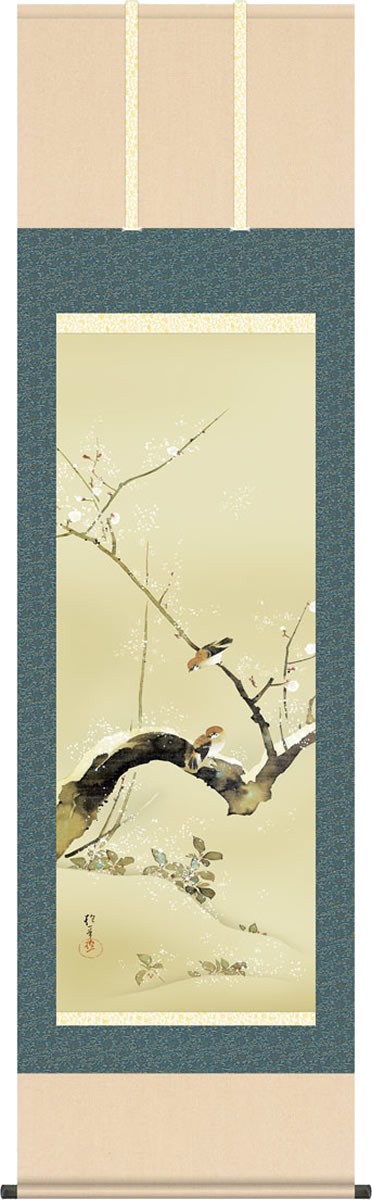 掛け軸 掛軸 酒井 抱一（さかいほういつ）・ 梅、雀（うめ、すずめ
