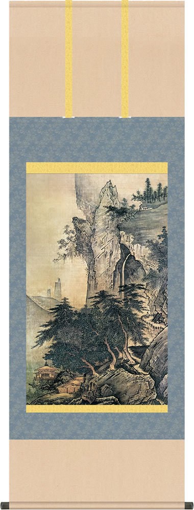 【真作】佐藤古岫/雪山寒渓図/雪山行路図/掛軸☆宝船☆Y-337 掛け軸 掛軸 雪舟（せっしゅう）・ 四季山水図 -夏 (しき