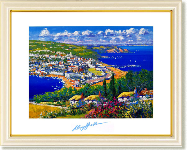 鈴木 新 絵画 水彩画 風景画 ギリシャ サントリーニ島 フレーム付 絵画 版画 鈴木新・イアの家並 ギリシア・サントリーニ島 風景画