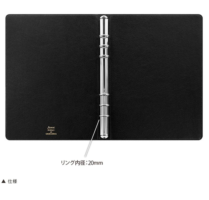 定価3.3万 新品 ファイロファックス ヘリテージ A5 スリム 手帳 本革 黒 ff101_spec.jpg