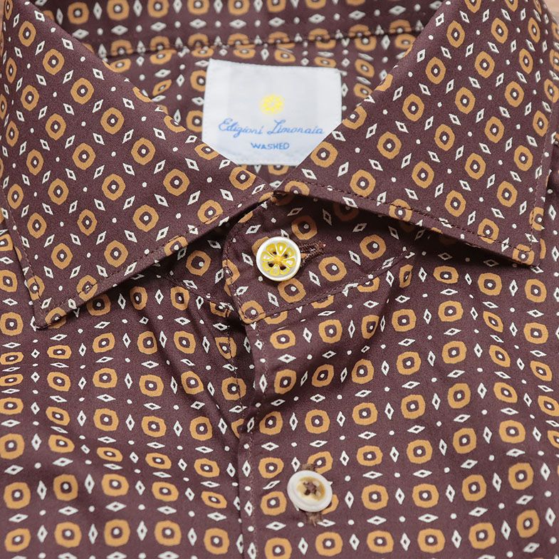 【美品】プラダ☆総柄　幾何学模様　総柄　L相当　長袖シャツ　ドレスシャツ アウトレット64%OFF】Edizioni Limonaia 総柄シャツ さらっと綿