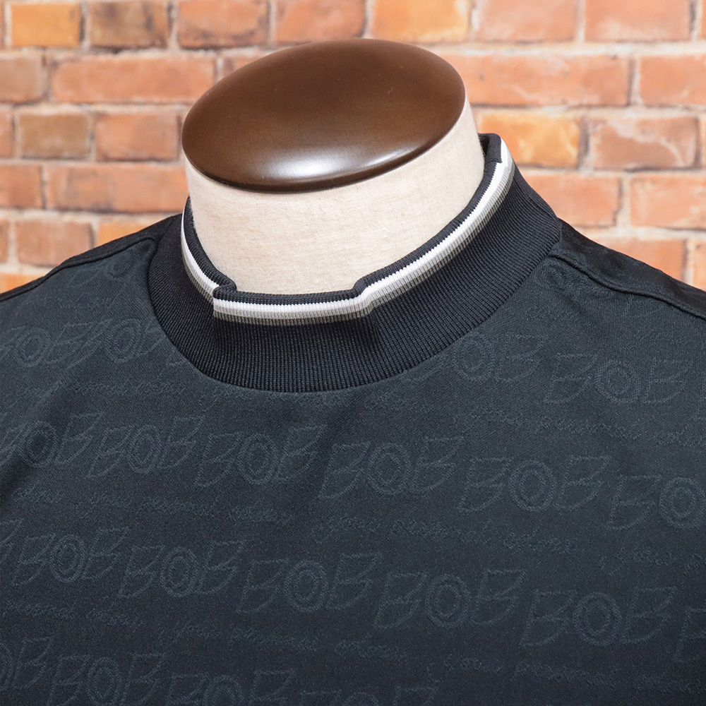【BOB新品】モックネック 吸水速乾・UVカット ジャガード 半袖 ゴルフシャツ BOB新品】モックネック 吸水速乾・UVカット ジャガード 半袖