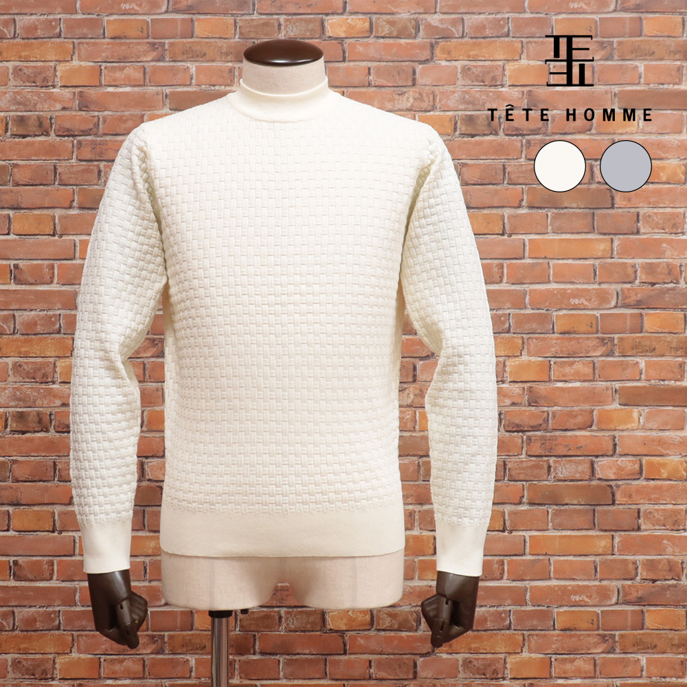 TETE HOMME 24AW 格子柄モックネックニット 1024567011