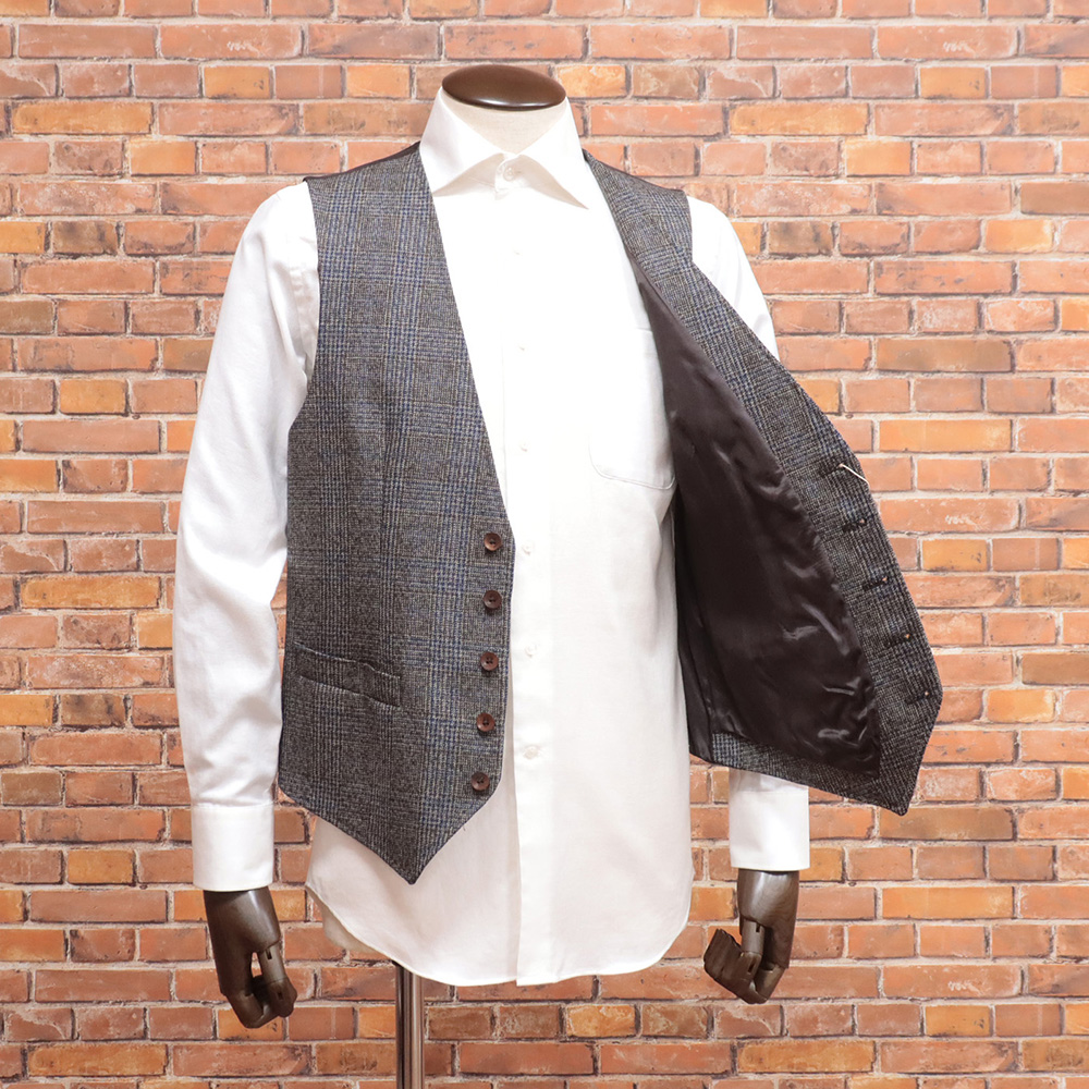 【超激得，新品】 秋冬/PAOLONI/50サイズ/ダブルベスト エコスエード 無地 ショールカラー 上品 エレガント パオローニ 新品/茶色/ブラウン/md285/