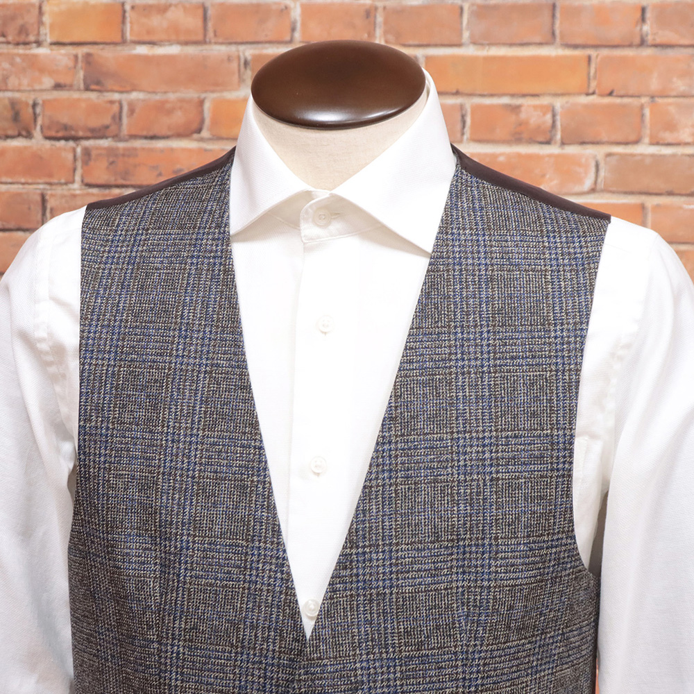 【超激得，新品】 秋冬/PAOLONI/50サイズ/ダブルベスト エコスエード 無地 ショールカラー 上品 エレガント パオローニ 新品/茶色/ブラウン/md285/