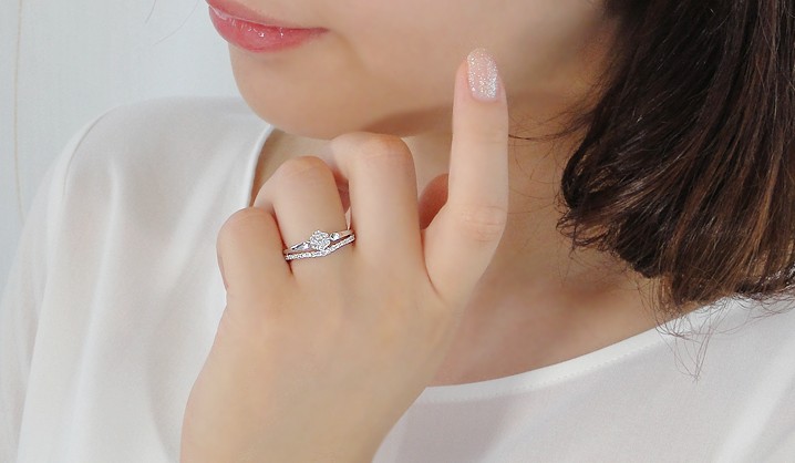 ダイヤモンド リング　2本セット ダイヤモンド リング 二連 ダイヤ 指輪 プラチナ pt900 0.3ct V