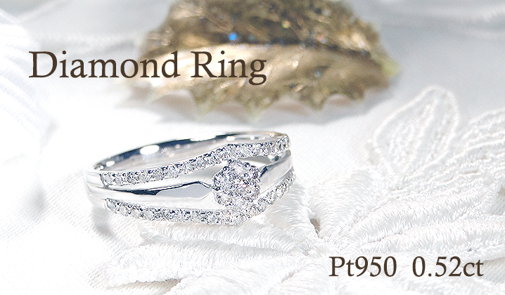 Pt950 0.52ct ダイヤモンド リング人気 上品 ダイヤ ダイア