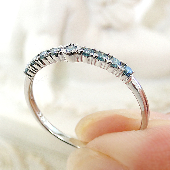 Pt950 0.10ct ブルーダイヤモンド リング 送料無料 プラチナ