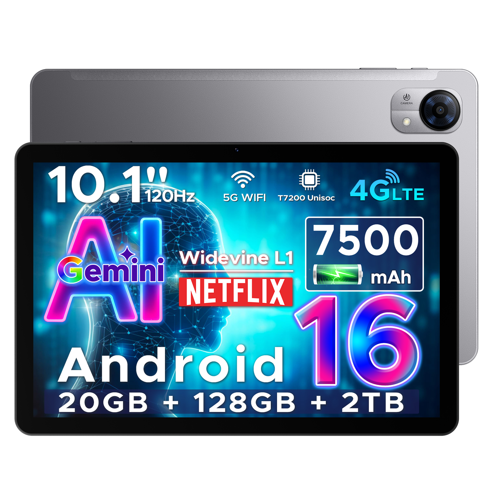 【50%OFFクーポン対象】Tab G5 Android16 タブレット 10.1インチ SIMフリー 4G LTE 20GB+128GB 2TB拡張 90Hz Widevine L1 Wi-Fiモデル 顔認証 7500mAh |  | 02