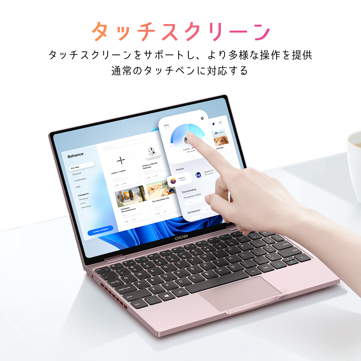 母の日 WPS Office付きノートパソコン 日本語キーボード バックライト Win11 小型ノートPC タッチスクリーン 360°回転  12GB＋512GB 軽量 2in1MiniBook X N100